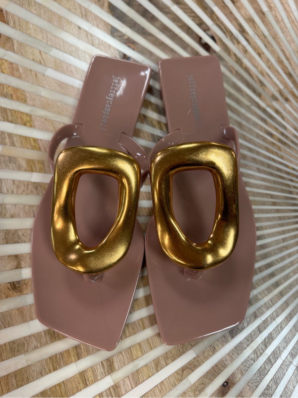 Jeffrey Campbell Mauve Pink Sandals with Gold Buckle Detail